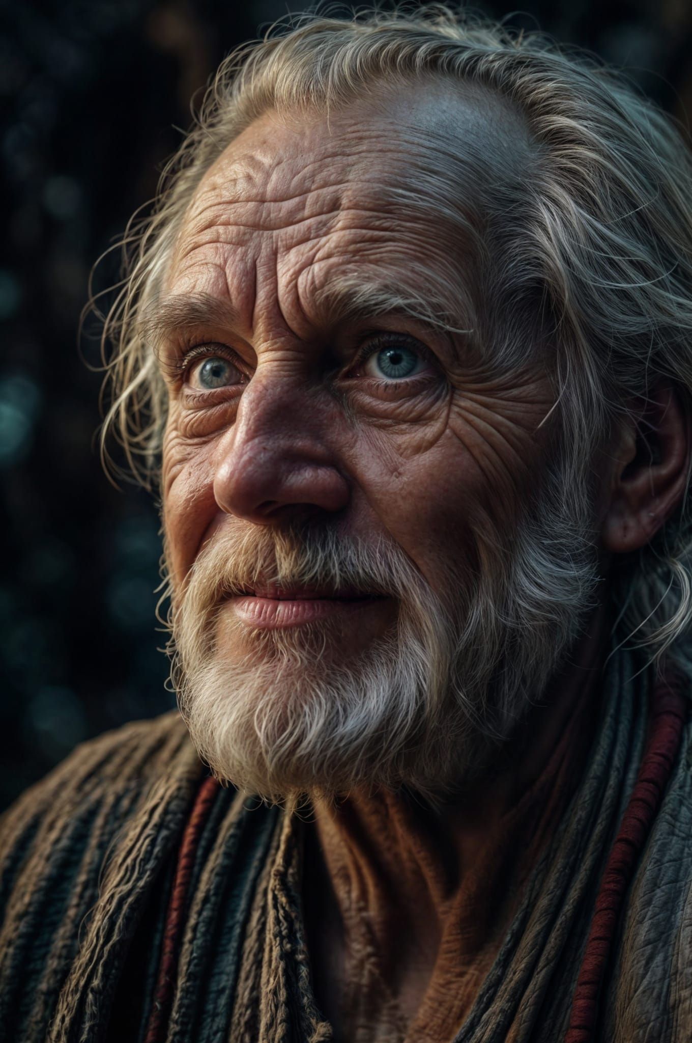 Old man in blue eyes