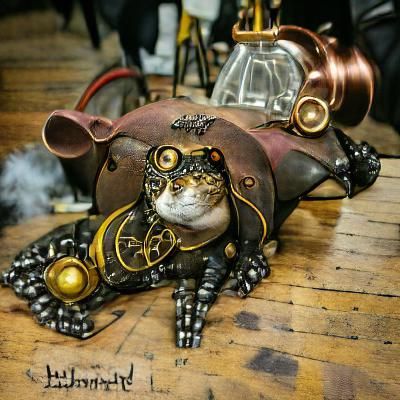 steampunk hyperrealistic toad cat