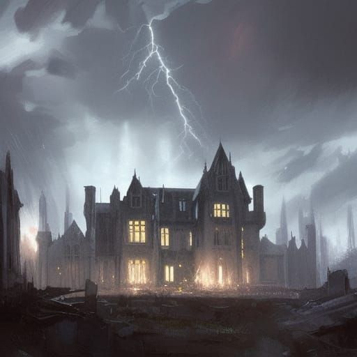 Malfoy Manor during the war, lightning