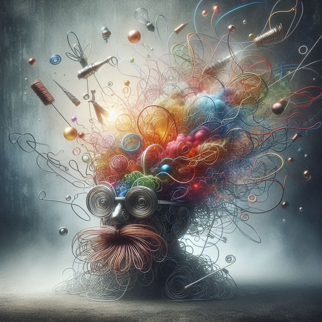 Mad scientist wire sculpture