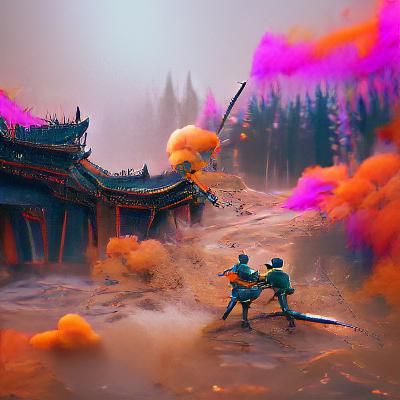 two soldiers fighting