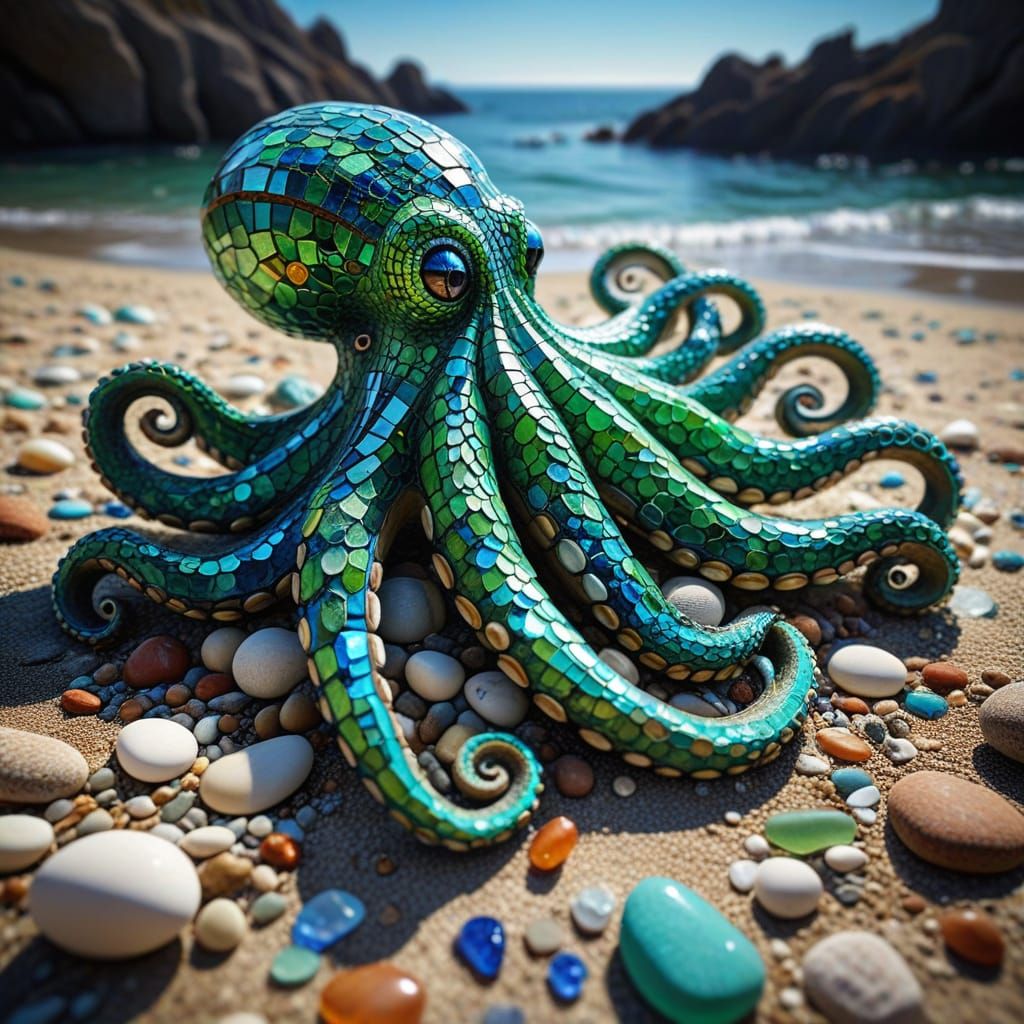green sea glass octopus  by @Victoria G