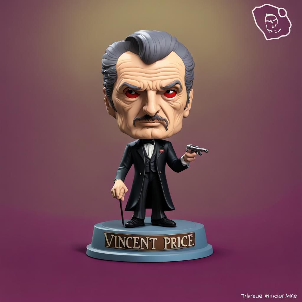 Vincent Price as vinyl Funko! pop bobblehead toy AI Generated Artwork