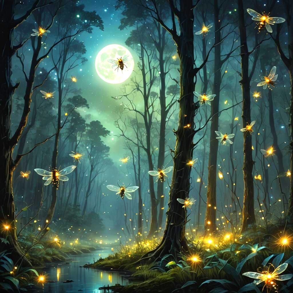 FIREFLIES. Translucent holographic bioluminescent Stunning i...