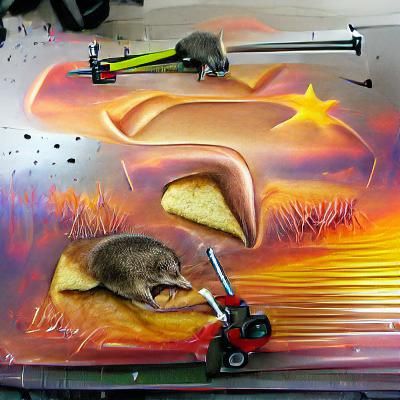 Breadmower becoming a shrew airbrush art