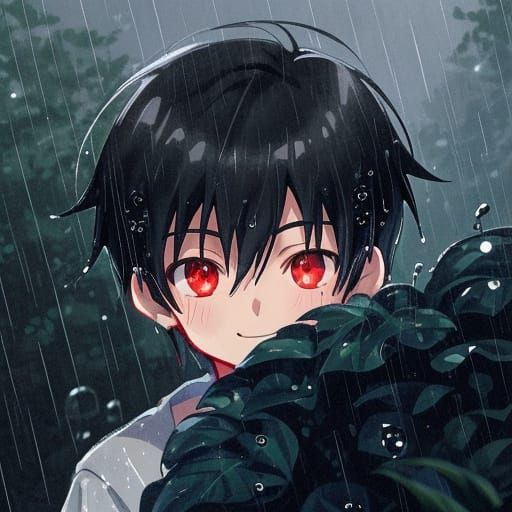 Makoto Shinkai Inspired Anime Boy in Rainy Day Moment