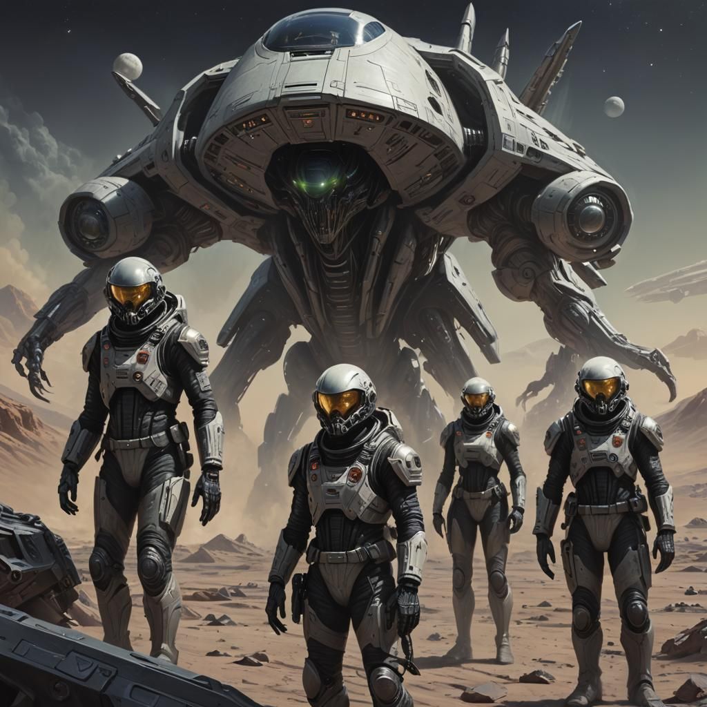 scifi space alien starship crew
