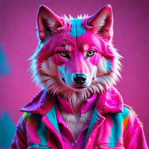 Pink wolf-portrait