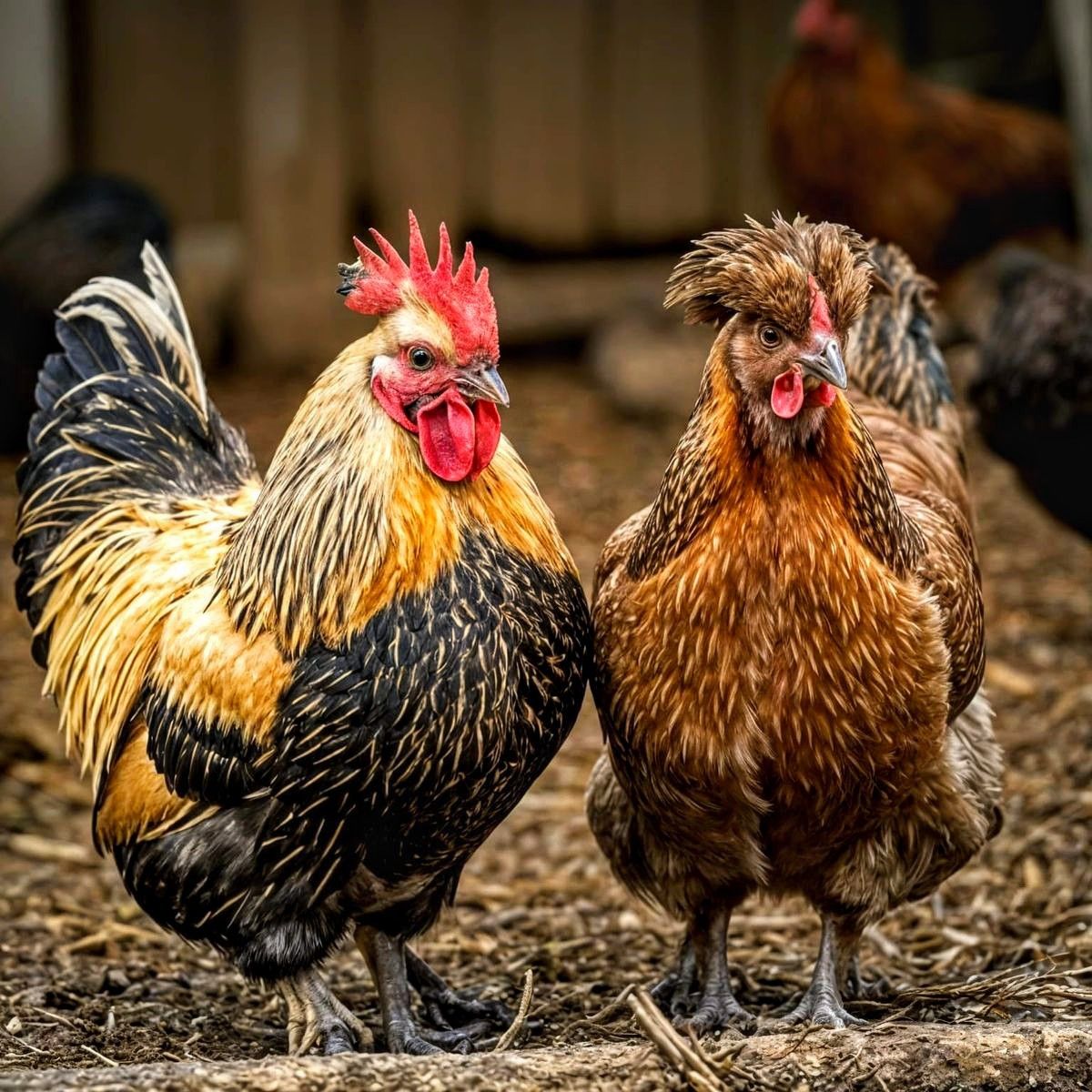 A handsome rooster and his fine hen