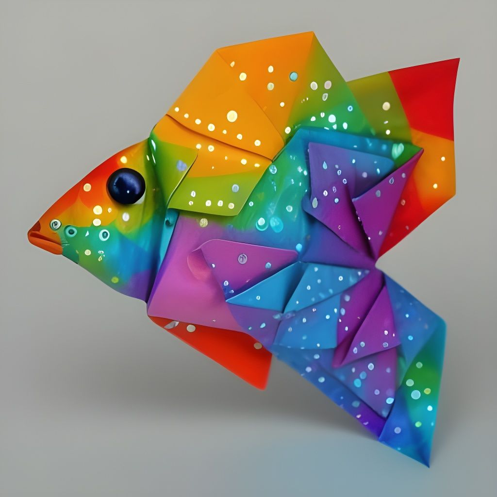 Rainbow Paper Goldfish AI Generated Artwork NightCafe Creator