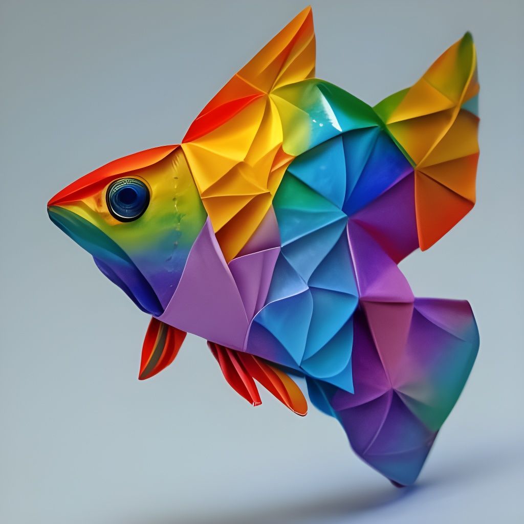 Rainbow Paper Goldfish AI Generated Artwork NightCafe Creator
