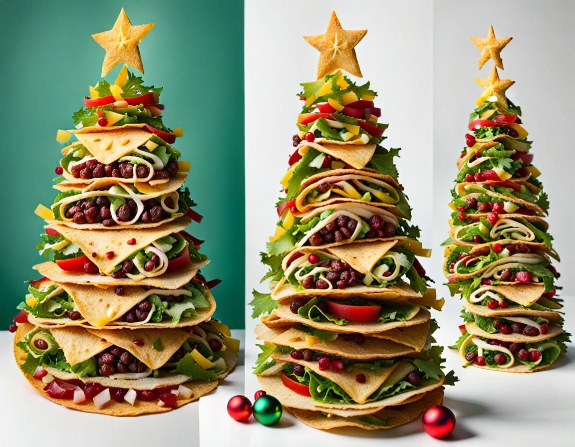 Christmas tree made of tacos - AI Generated Artwork - NightCafe Creator