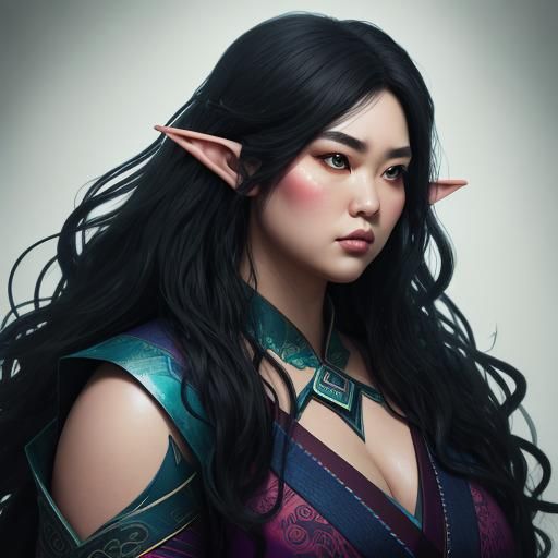 Fat, plus-size, chubby arms, half-Japanese half-Caucasian wo...