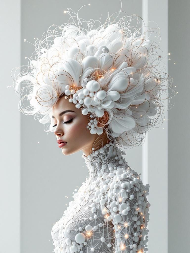 White and Gold Accented Hair Style  by @FBPanther