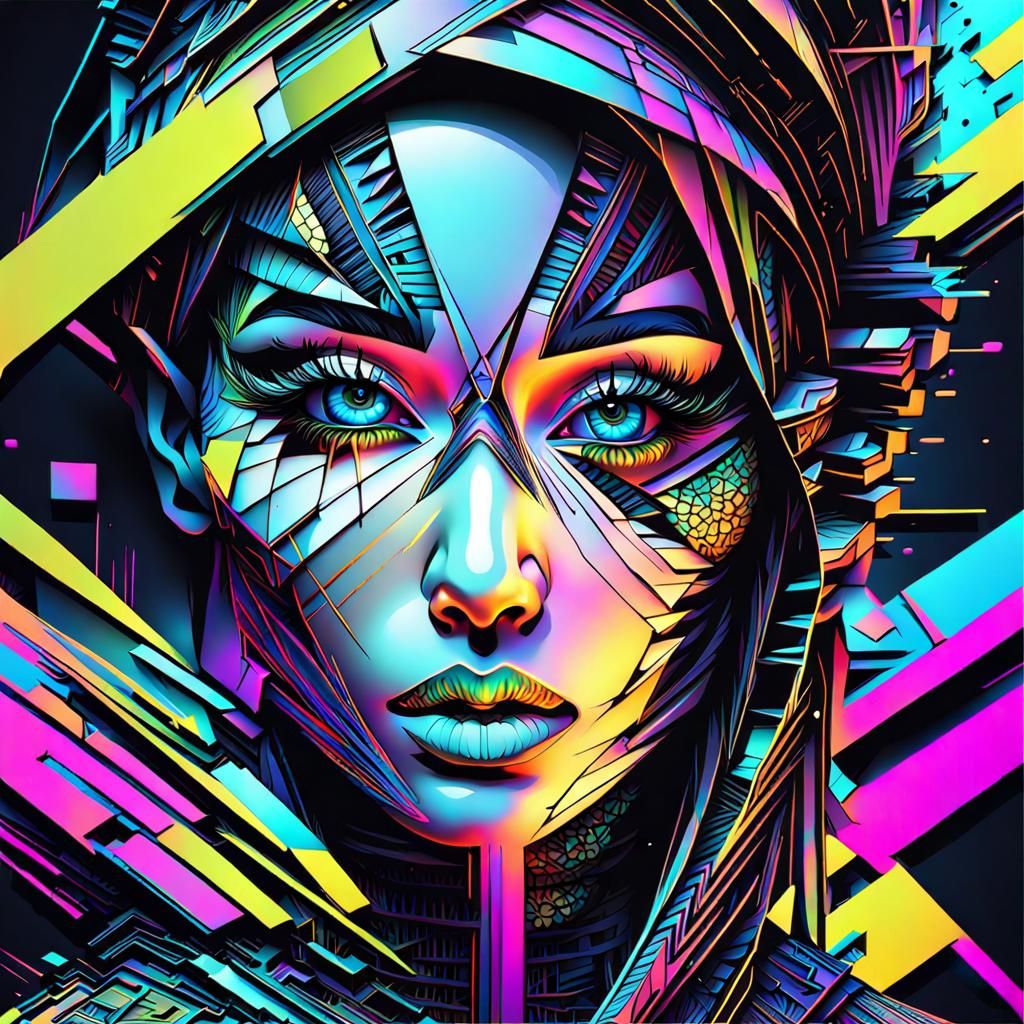 Vaporwave Aesthetic Portrait - AI Generated Artwork - NightCafe Creator