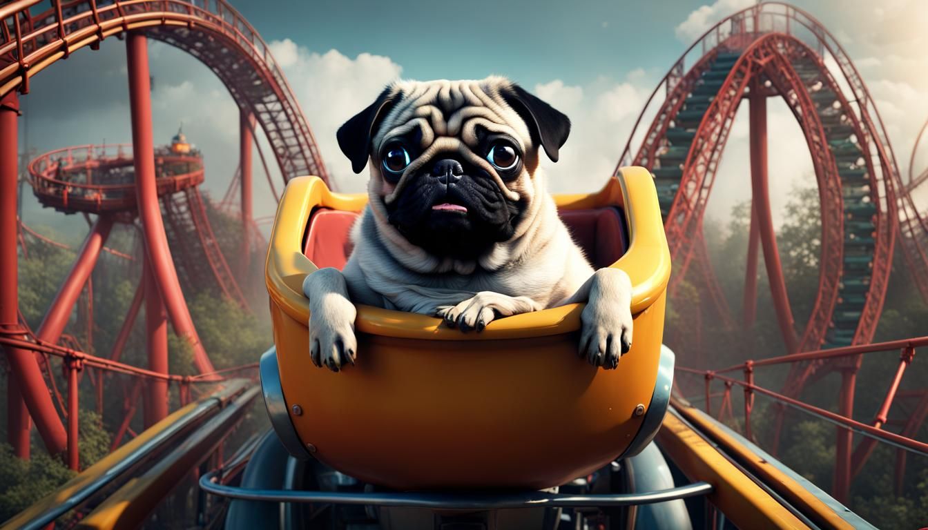 Pug on a Roller Coaster - AI Generated Artwork - NightCafe Creator