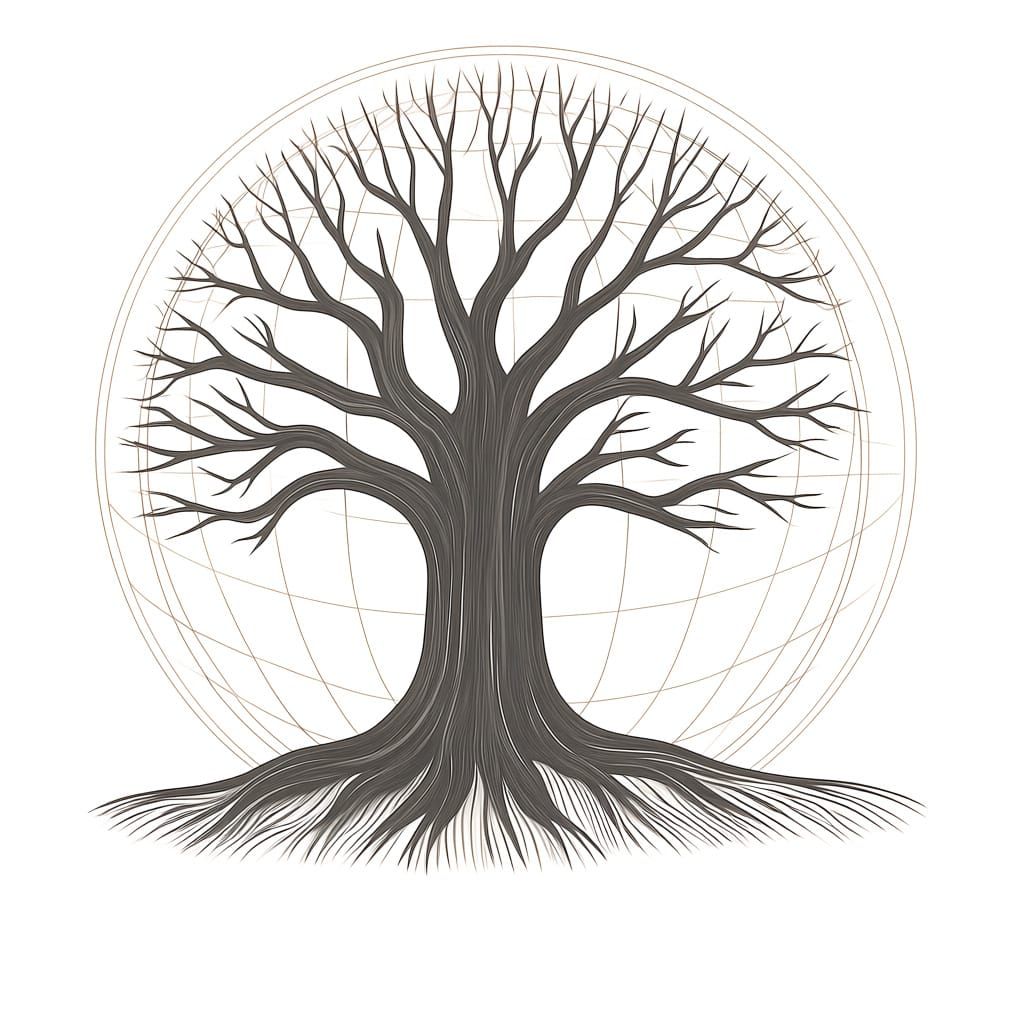 A black and white oak tree in a rather graphic and minimalist style? Easy to reproduce. 