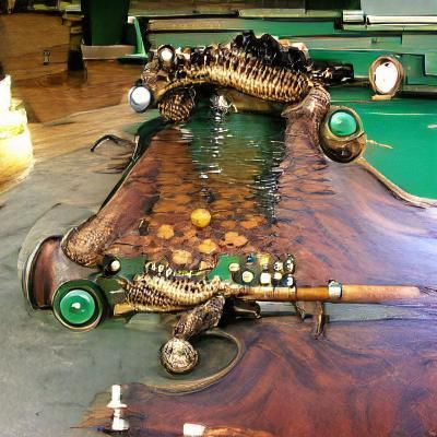 Steampunk Alligator Playing Pool