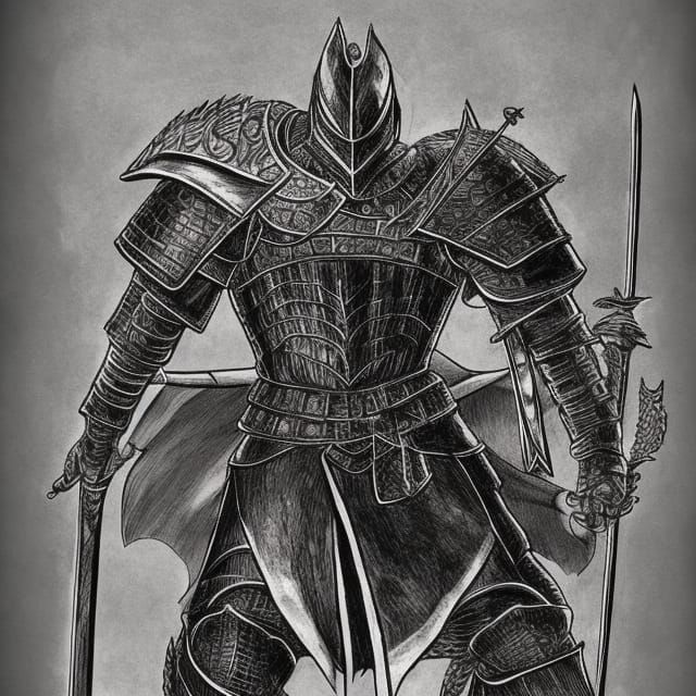 black knight, full armor, greatsword, by Kentarō Miura, berserk, dark  souls, manga style, anime - AI Generated Artwork - NightCafe Creator