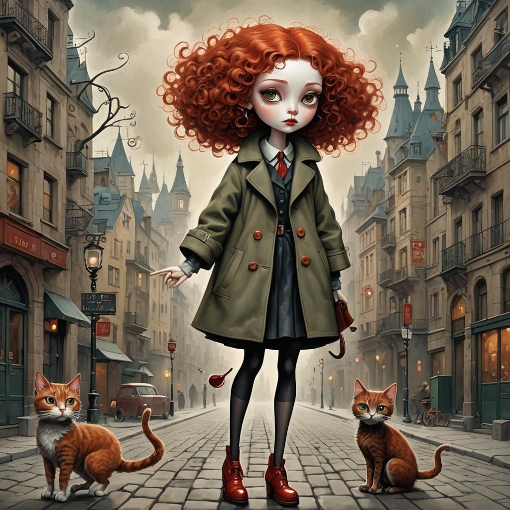 Girl & Cats