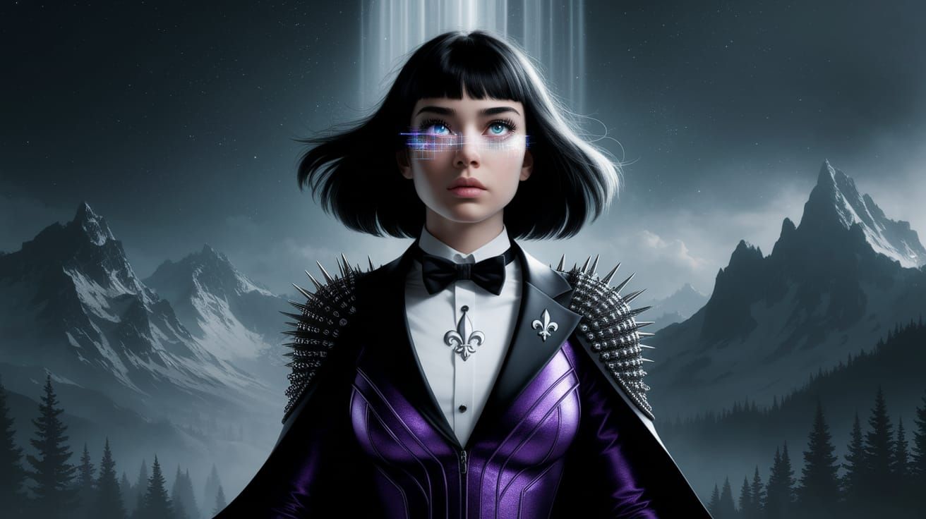 Emo Superheroine Goth Wonder Woman in Starlight