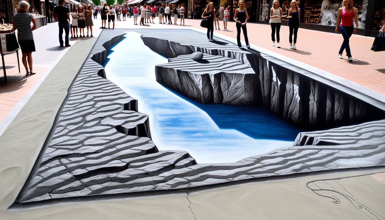 Chalk Drawn Optical Illusion 2  by @DDegas