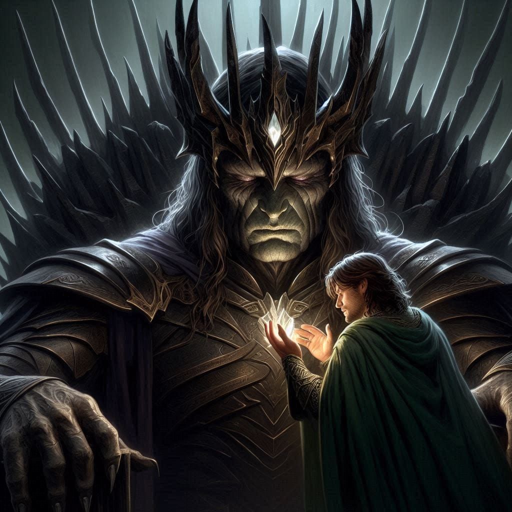 Beren and Luthien stealing the Silmaril from Morgoth
