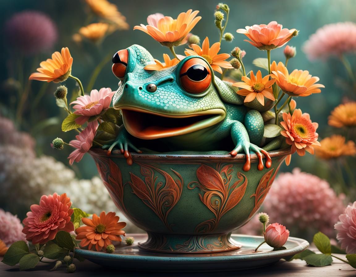 Frog in a Cup - AI Generated Artwork - NightCafe Creator