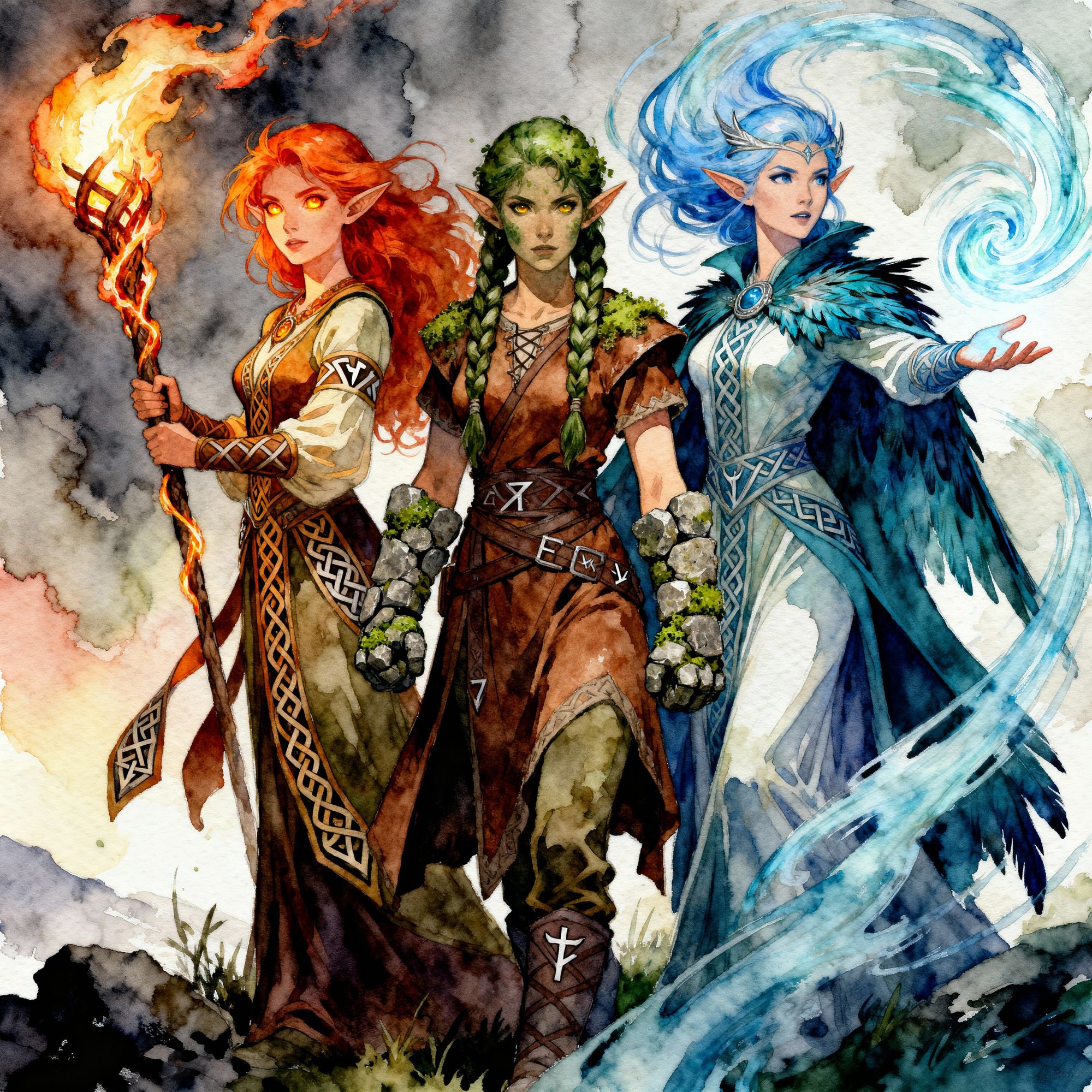 The elemental masters 🔥🌳💨