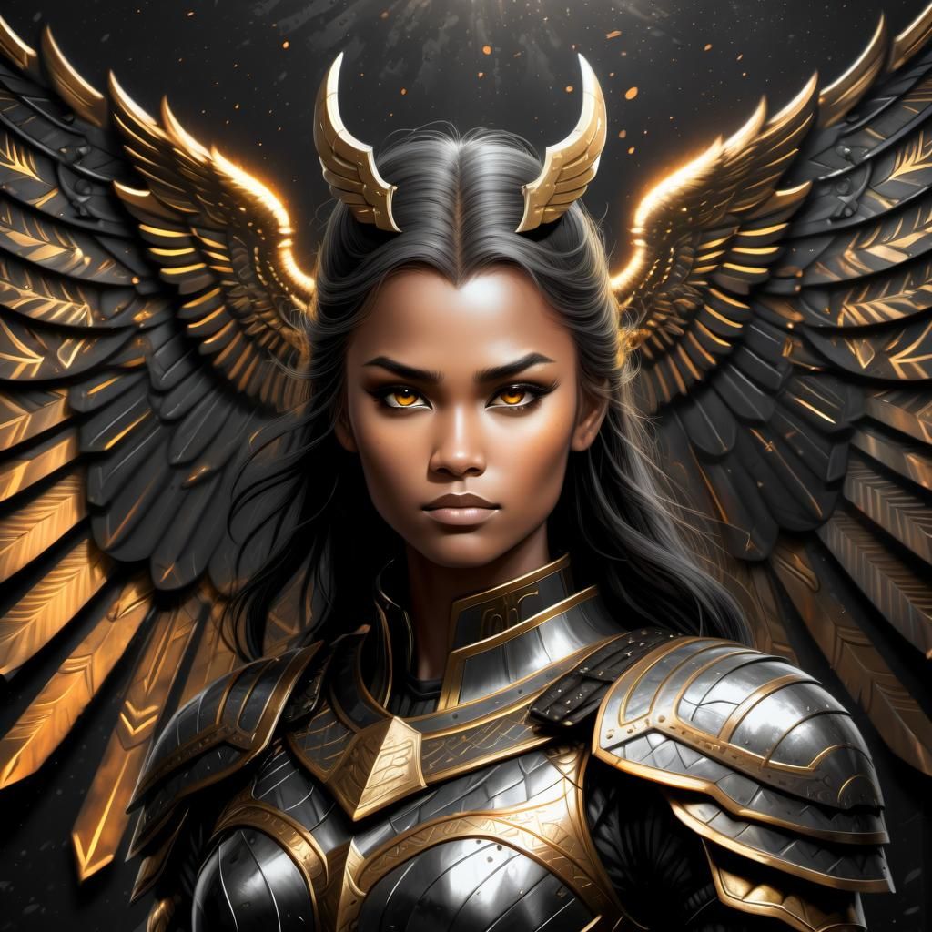 Beautiful valkyrie in dark harmor