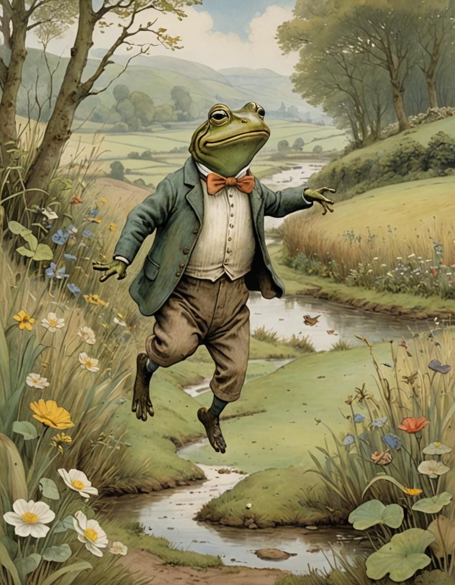 Mr Jeremy Fisher hopping over to see Peter Rabbit  by @Northview