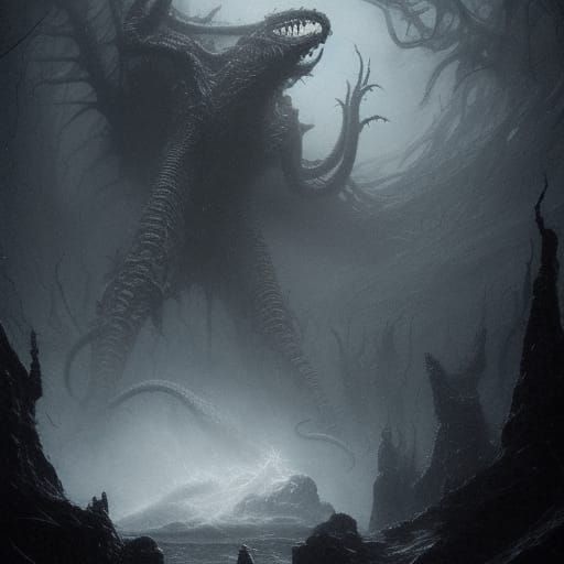 eldritch abomination, ultra-realistic photo, kaiju, eldritch...