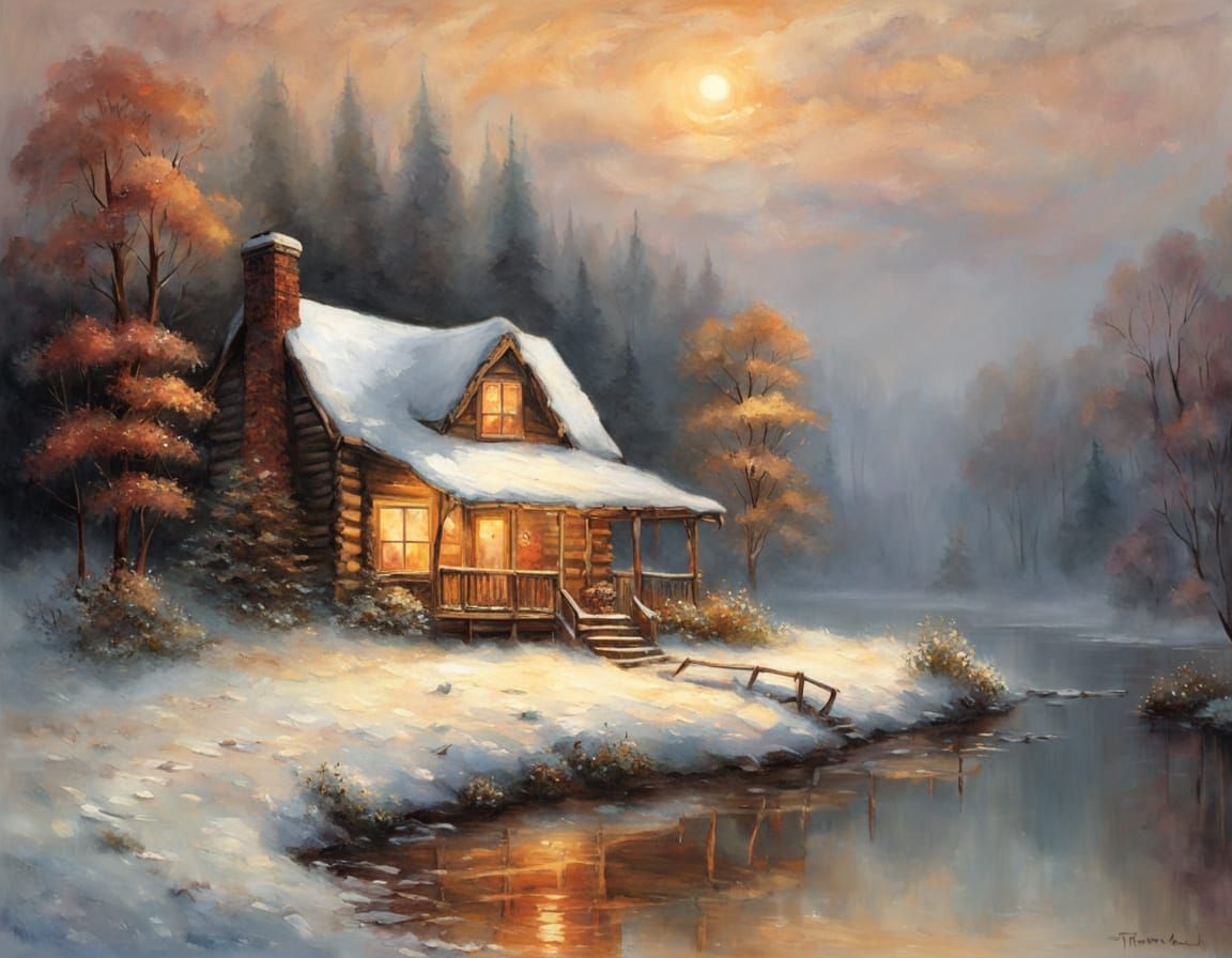 winter by the lake   by @Larry_J_Rollason_ART