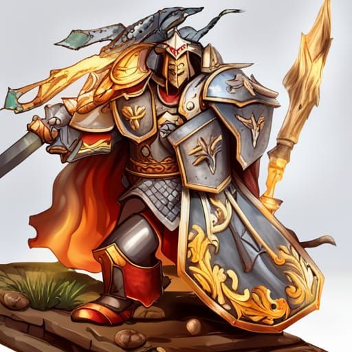 A grim Paladin knight of the Undying Sun return from war against the undead kingdom.