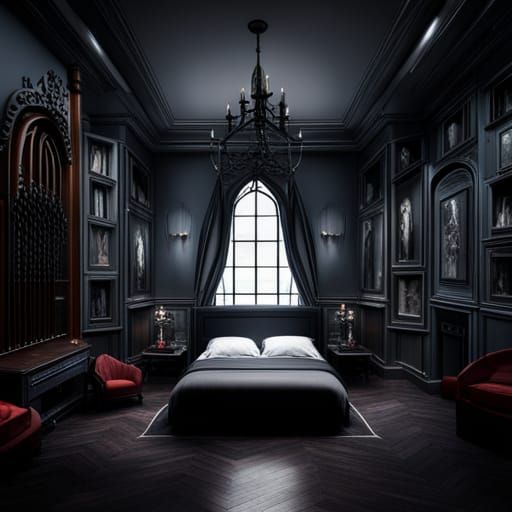 My tastefully Gothic bedroom - AI Generated Artwork - NightCafe Creator