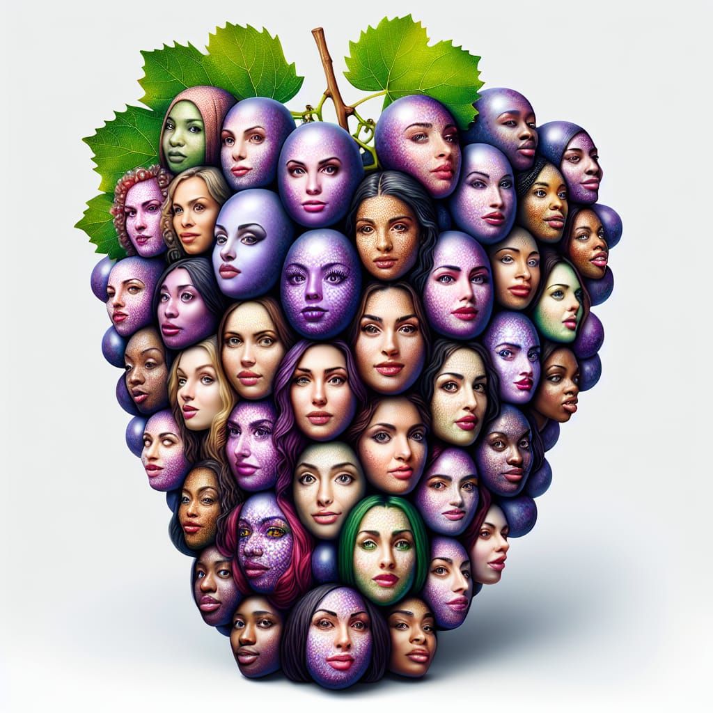 Diverse Women Unite in a Bunch of Hyper-Realistic Grapes