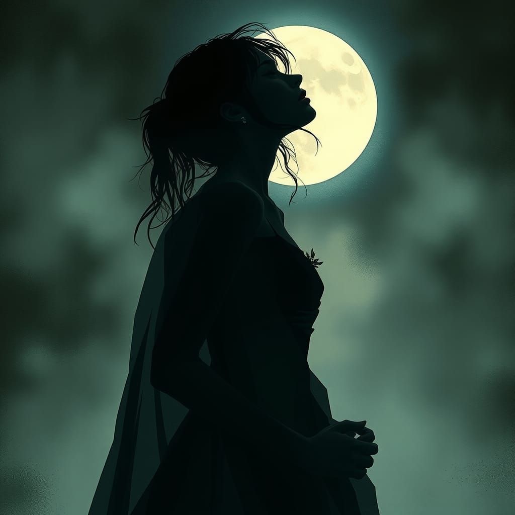 Silhouette Portrait: Pretty Moonlit Shadow (Flux Schnell)  by @BlakeRaven