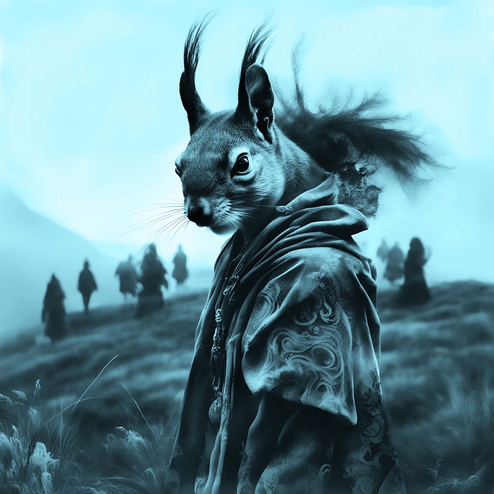 Cyanotype Portrait of a Bestiary : squirrel