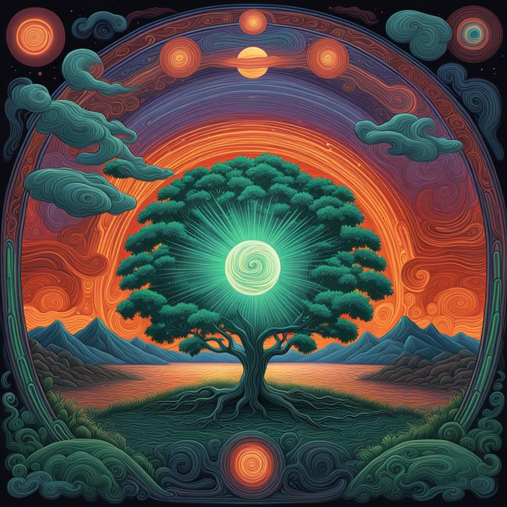 Rotoscoped Alex Grey style  Dreamtime moonlight , rainforest...