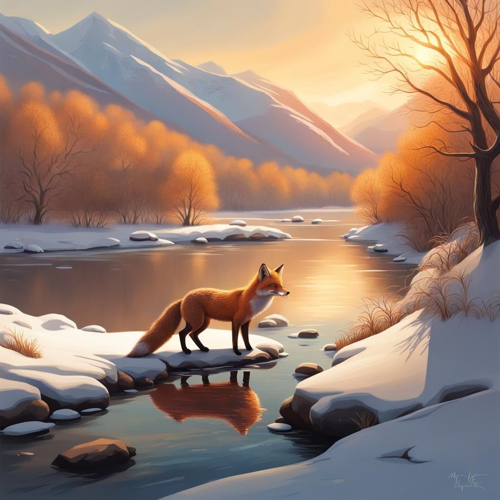 Winter Riverscape with fox vs2