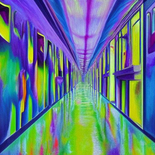 Surreal Dreamlike Scene with Melting Doors and Flickering Li...