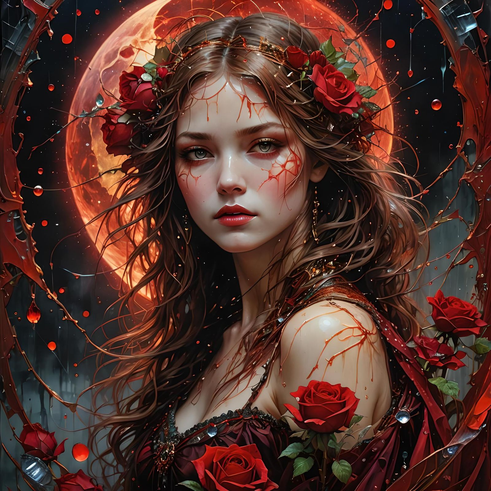 Rose Moon Maiden - AI Generated Artwork - NightCafe Creator