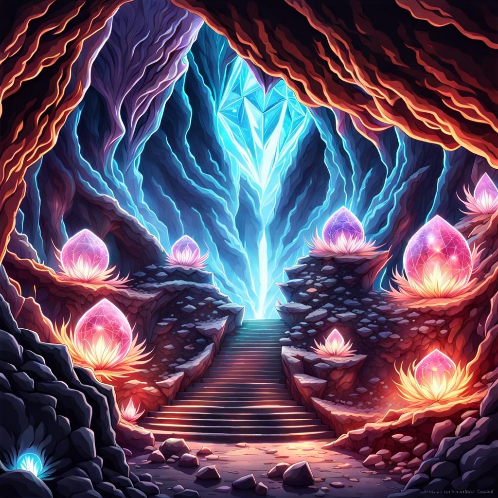  Cosmic crystal cavern, smoke plasma intricate details, HDR,...