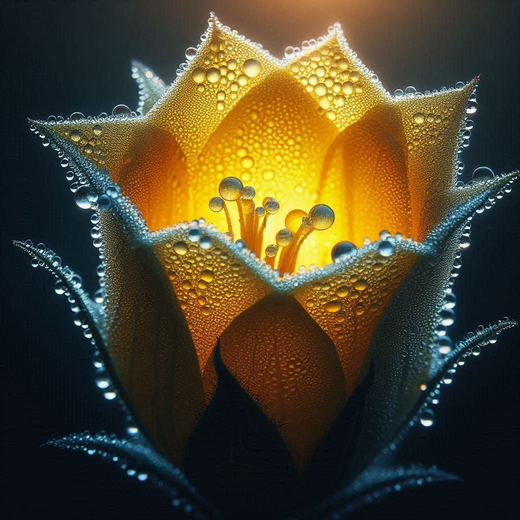 yellow flower dewdrops (A)