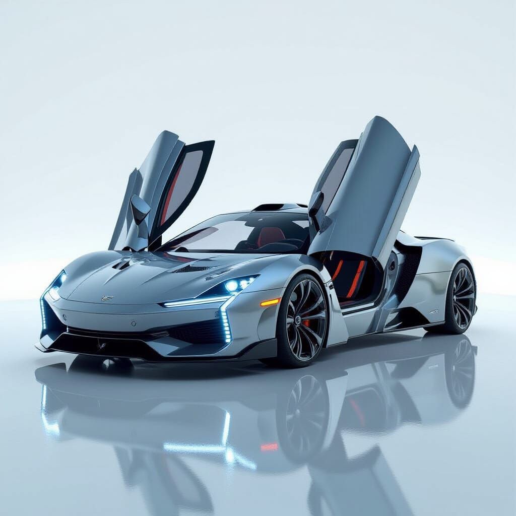 Futuristic Luxury Sports Car with Gull-Wing Doors
