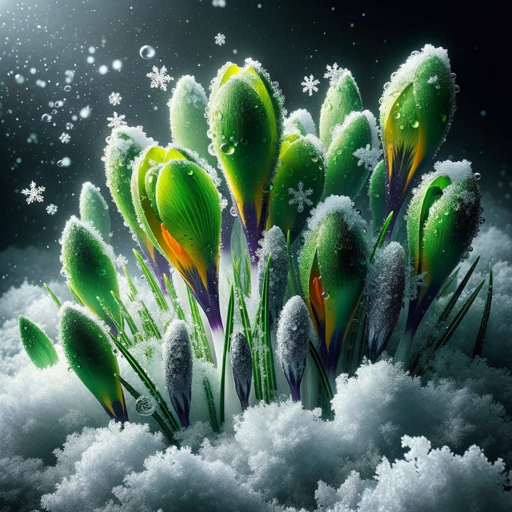 🌼🟢 Emerald green crocus flowers
