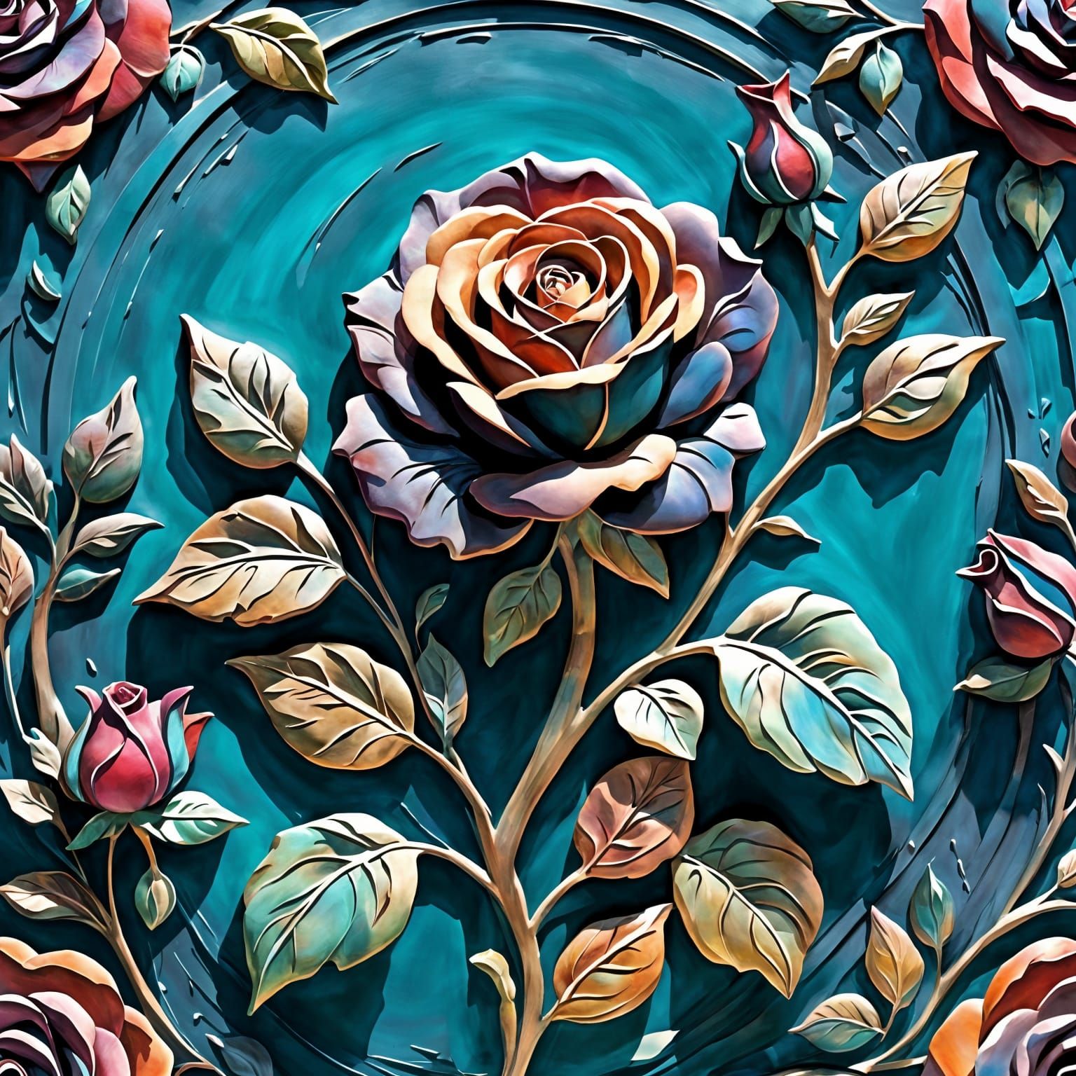 Dark Academia Rose Embossed Plaster Masterpiece