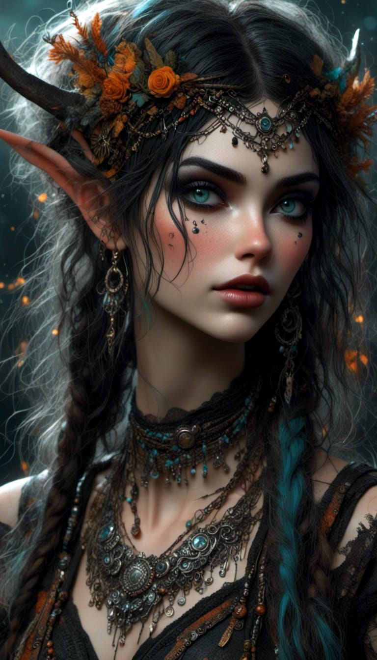 Elven Huntress Portrait in Dreamy Moonlight