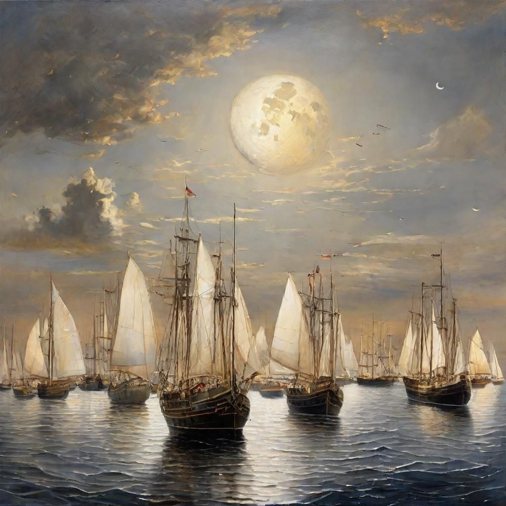 Surreal Maritime Scene in Golden Light