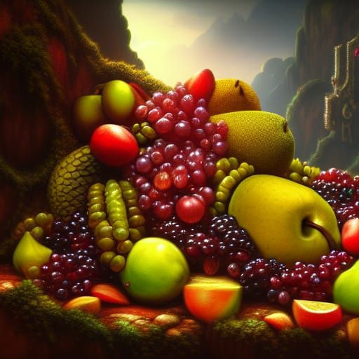 Fruits In A Cave - Ai Generated Artwork - Nightcafe Creator